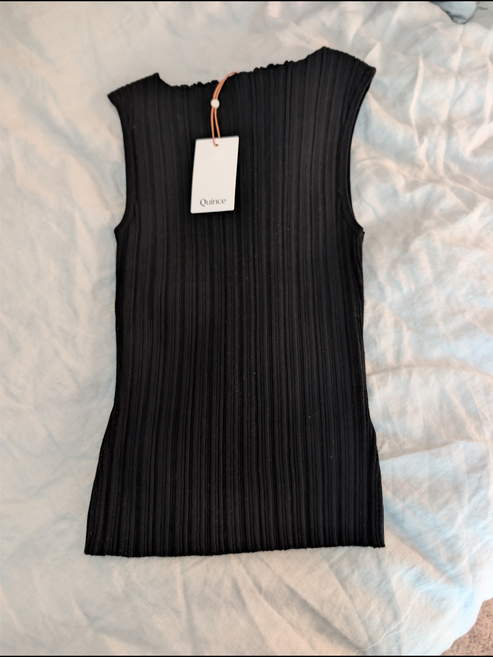 Quince Women's Black Sleeveless Ribbed Tank Medium NWT